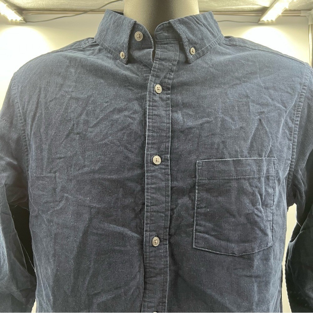 Goodfellow & Co Mens Corduroy‎ Button Down Shirt Prussian Blue Small 043 16 6669